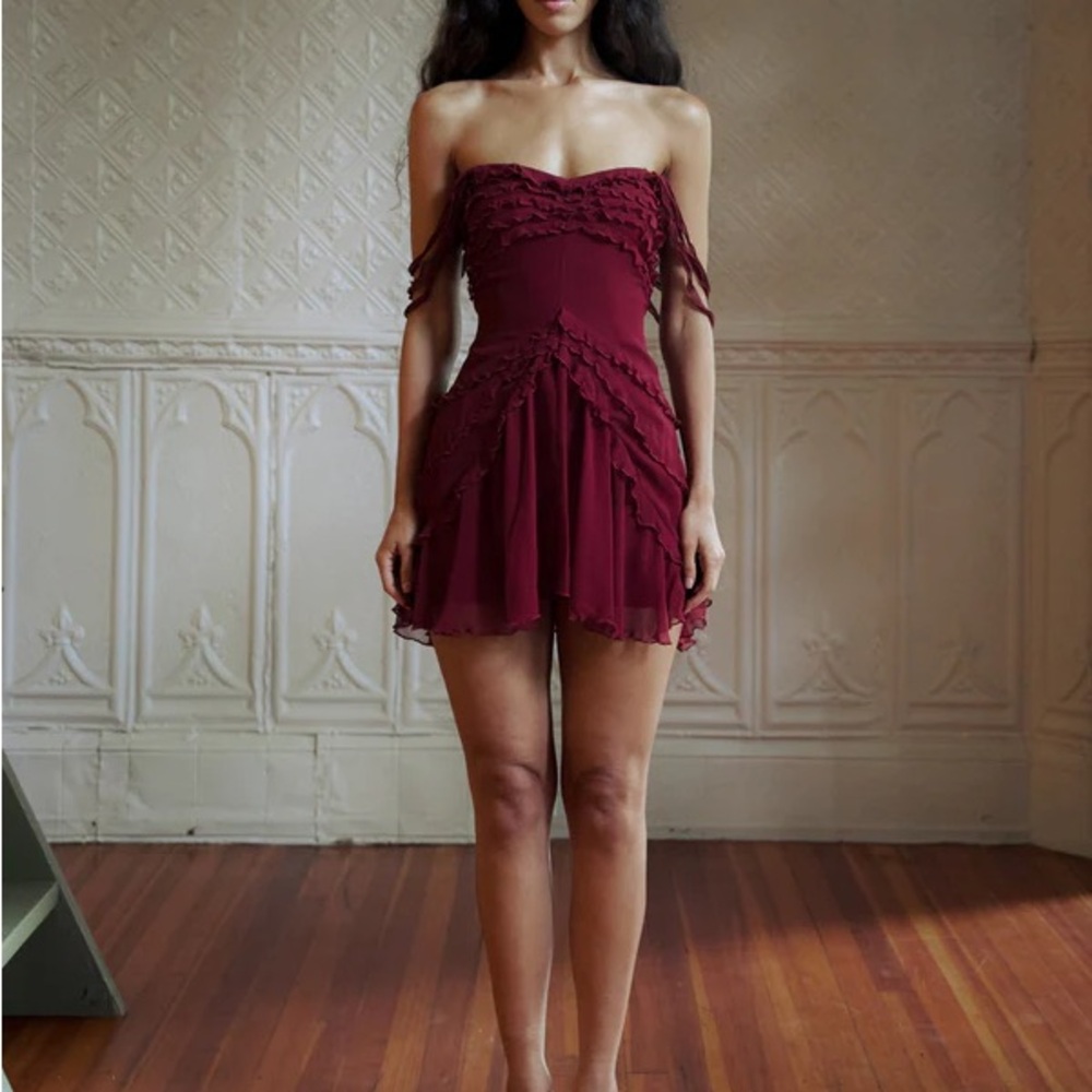 Elegant Burgundy Off-Shoulder Dress